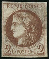 ** N°40Af 2c Chocolat Clair R1, Impression Fine De Tours - TB - 1870 Emissione Di Bordeaux