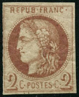 ** N°40Af  2c Chocolat Clair R1, Impression Fine DeTours Signé Calves - B - 1870 Ausgabe Bordeaux