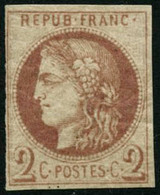 ** N°40Af  2c Chocolat Clair R1, Impression Fine DeTours Signé Calves - B - 1870 Bordeaux Printing