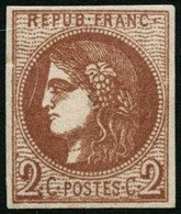 ** N°40B 2c Brun-rouge, R2 Signé JF Brun - TB - 1870 Bordeaux Printing