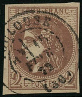 Oblit. N°40B 2c Brun-rouge, R2 - TB - 1870 Uitgave Van Bordeaux