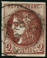 Oblit. N°40Ba 2c Rouge-brique R2, Infime Pelurage Au Verso - B - 1870 Ausgabe Bordeaux