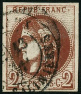 Oblit. N°40Bd 2c Brun-rouge Foncé - TB - 1870 Uitgave Van Bordeaux