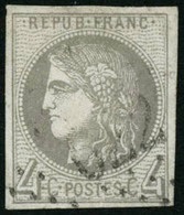 Oblit. N°41B 4c Gris, R2 - TB - 1870 Ausgabe Bordeaux