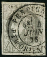 Oblit. N°41Ba 4c Gris Jaunâtre, R2 - TB - 1870 Ausgabe Bordeaux