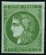 ** N°42B 5c Vert-jaune, R2 - TB - 1870 Ausgabe Bordeaux