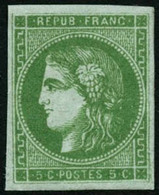 ** N°42B 5c Vert-jaune, R2 - TB - 1870 Ausgabe Bordeaux