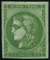 ** N°42B 5c Vert-jaune, R2 - TB - 1870 Uitgave Van Bordeaux