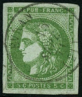 Oblit. N°42B 5c Vert-jaune, R2 - TB - 1870 Ausgabe Bordeaux