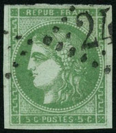 Oblit. N°42Bb 5c Vert-émeraude Clair, R2 - TB - 1870 Ausgabe Bordeaux