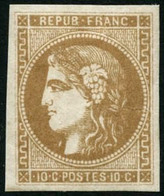 ** N°43A 10c Bistre, R1 - TB - 1870 Bordeaux Printing