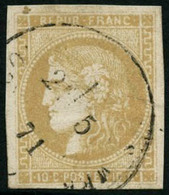 Oblit. N°43Bc 10c Citron, R2 Pièce De Luxe - TB - 1870 Uitgave Van Bordeaux
