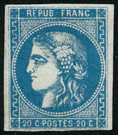 ** N°46B 20c Bleu, Type III R2, Signé Calves - TB - 1870 Ausgabe Bordeaux