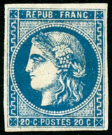 * N°46B 20c Bleu R2, Type III, Signé JF Brun - TB - 1870 Uitgave Van Bordeaux