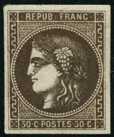 ** N°47d 30c Brunfoncé, Pièce De Luxe Signé Calves Et Brun - TB - 1870 Ausgabe Bordeaux