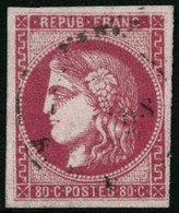 ** N°49 80c Rose, Percé En Lignes - TB - 1870 Ausgabe Bordeaux