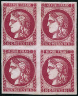 ** N°49 80c Rose, Bloc De 4 Fraicheur Postale - TB - 1870 Ausgabe Bordeaux