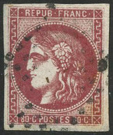 Oblit. N°49d 80c Groseille - TB - 1870 Uitgave Van Bordeaux