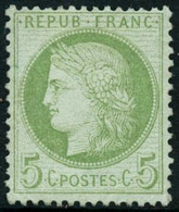 ** N°53 5c Vert-jaune S/azuré Signé Brun - TB - 1871-1875 Ceres