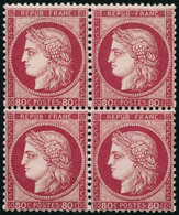 ** N°57 80c Rose, Bloc De 4 Fraicheur Postale, Signé Calves Et Roumet - TB - 1871-1875 Cérès