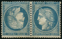 * N°60Ab 25c Bleu, Type I, Paire Tête-bèche Quasi SC, RARE - TB - 1876-1878 Sage (Typ I)