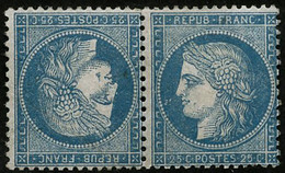 * N°60Ab 25c Bleu, Type I, Paire Tête-bèche, RARE - TB - 1876-1878 Sage (Typ I)