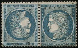 Oblit. N°60Ab 25c Bleu, Type I, Paire Tête-bèche - TB - 1876-1878 Sage (Typ I)