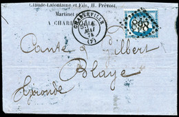 Lettre N°60B 25c Bleu, Type II, Inscriptions Au Verso Sur LAC à Entête Claude Lafontaine 06/7/74 - TB - 1876-1878 Sage (Typ I)