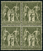 ** N°72 1F Bronze, Bloc De 4 - TB - 1876-1878 Sage (Typ I)