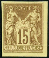 (*) N°77b 15c Jaune Clair, Régent Avec Teinte De Fond, Signé Brun - TB - 1876-1878 Sage (Typ I)
