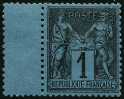 ** N°84 1c Noir S/bleu De Prusse, Pièce De Luxe Signé Miro - TB - 1876-1878 Sage (Typ I)