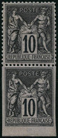 * N°89 10c Noir S/lilas, Paire Dont 1 Ex Non Dentelé Accidentel - TB - 1876-1878 Sage (Typ I)