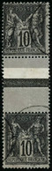 Oblit. N°89f 10c Noir S/lilas, Les 2 Types Se Tenant - TB - 1876-1878 Sage (Typ I)