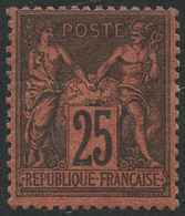 * N°91 25c Noir S/rouge - B - 1876-1878 Sage (Typ I)