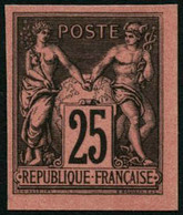 (*) N°91c 25c Noir S/rouge, Régent Avec Teinte De Fond, Signé Brun - TB - 1876-1878 Sage (Typ I)