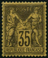 ** N°93 35c Violet Noir S/jaune, Pièce De Luxe Signé JF Brun - TB - 1876-1878 Sage (Typ I)