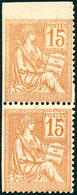 ** N°117 15c Orange, Paire Verticale, Non Dentelé à Gauche Et En Haut - TB - Sonstige & Ohne Zuordnung