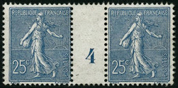 ** N°132 25c Bleu, Paire Mill 4 - TB - Millésimes