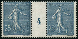 ** N°132 25c Bleu, Paire Mill 4 - TB - Millésime