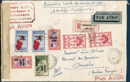 Lettre N°253 X 2 + 254 + 277 X 2 + PA 51 X2 Lettre Recommandée De TANARIVE Pour Bamako (Soudan) Avec 5 France Libre Du 2 - Sonstige & Ohne Zuordnung