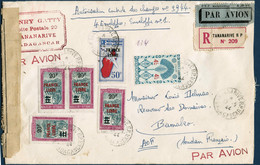 Lettre N°255 X 3 + 255a + 275 +PA 51 Lettre Recommandé De Tanarive Pour Bamako (Soudan) Avec 5 France Libre Du 23/2/44   - Sonstige & Ohne Zuordnung