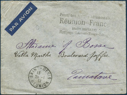 Lettre N°1 50c Rouge (au Verso De La Lettre) De Saint-Denis 25/1/37 à Tamatave 28/1/37 - TB - Andere & Zonder Classificatie