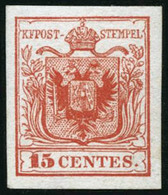 * N°3bA 15c Rose, Type II - TB - Lombardy-Venetia