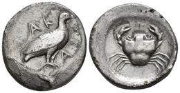 AGRIGENTUM. Didracma. 485 A.C. Sicilia. A/ AK-RA Alrededor De águila En Pie A Derecha Con Las Alas Cerradas. R/ Cangrejo - Griechische Münzen