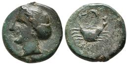 BRUTTIUM. Terina. 350-275 A.C. A/ Cabeza De Ninfa A Izquierda. R/ Cangrejo Con Creciente Entre Las Pinzas, Abajo Leyenda - Grecques