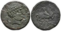 ARSAOS. As. 120-80 A.C. Zona De Navarra. A/ Cabeza Masculina Barbada A Derecha, Delante Delfín, Detrás Arado Y ON. R/ Ji - Keltische Münzen