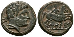 BELIGIOM. As. 120-20 A.C. Belchite (Zaragoza). A/ Cabeza Barbada A Derecha, Detrás Be. R/ Jinete Con Lanza A Derecha, De - Keltische Münzen