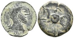 CARISA. Semis. 50 A.C. Bornos (Cádiz). A/ Cabeza Masculina Barbada A Derecha. R/ Jinete Con Lanza Y Rodela A Izquierda,  - Keltische Münzen