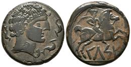 CELSA-KELSE. As. 120-50 A.C. Velilla De Ebro (Zaragoza) A/ Cabeza Masculina Con Manto Y Fíbula A Derecha, Alrededor Tres - Keltische Münzen