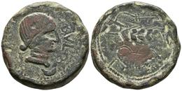 OBULCO. Dupondio. 220-20 A.C. Porcuna (Jaén). A/ Cabeza Femenina A Derecha, Debajo Creciente, OBVLCO. R/ Arado A Derecha - Keltische Münzen